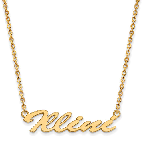SS w/GP University of Illinois Medium Pendant w/Necklace