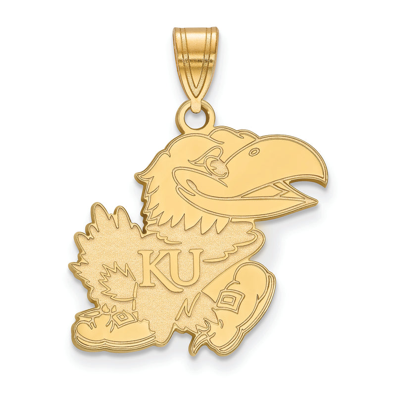 10ky University of Kansas Large Right Jayhawk Pendant
