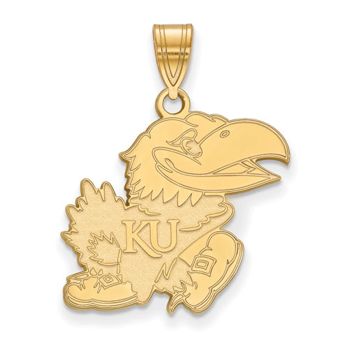 SS w/GP University of Kansas Large Right Jayhawk Pendant