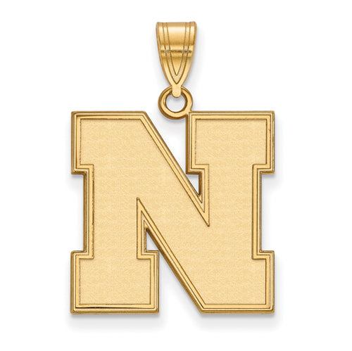 SS w/GP University of Nebraska Large Letter N  Pendant