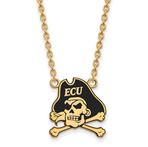 SS w/GP East Carolina U Large Enamel Pendant w/Necklace