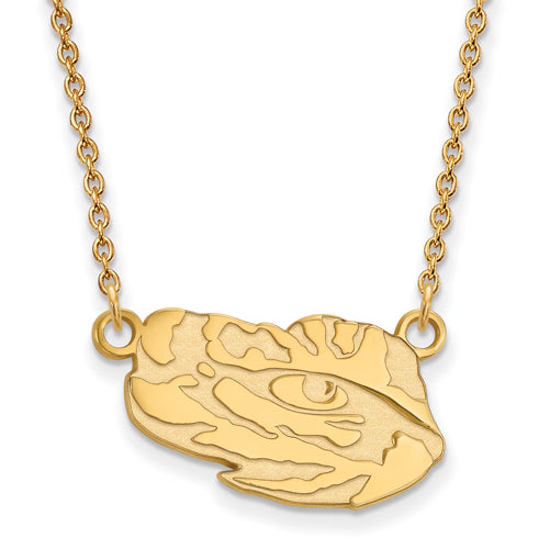 14ky Louisiana State University Small Tiger Head Pendant w/Necklace