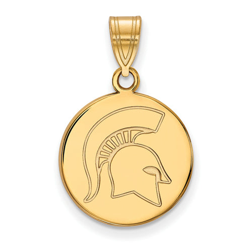 SS w/GP Michigan State University Medium Disc Spartan Pendant