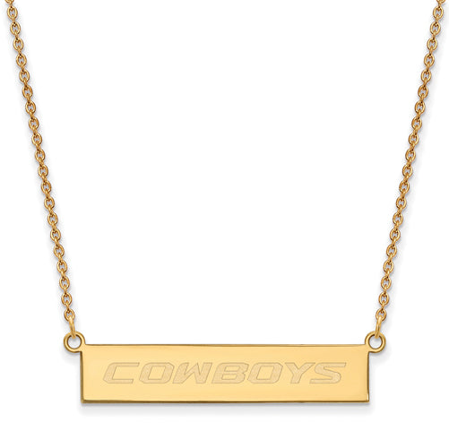 SS w/GP Oklahoma State University Small Bar Necklace