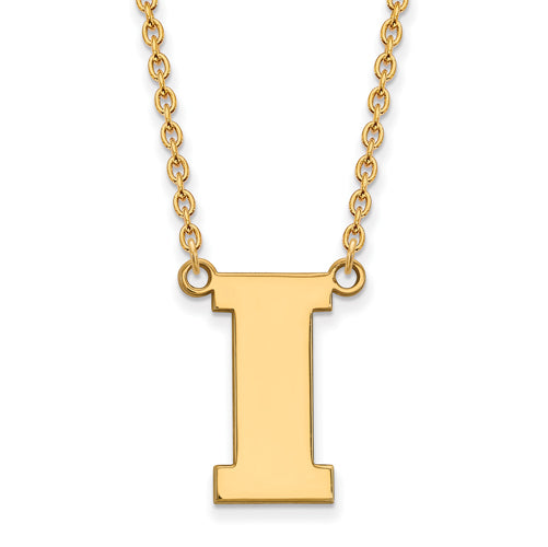 SS w/GP University of Iowa Large I Pendant w/Necklace