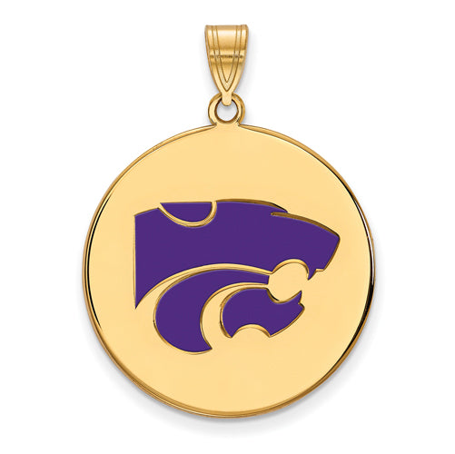 SS w/GP Kansas State University XL Enamel Wildcat Disc Pendant