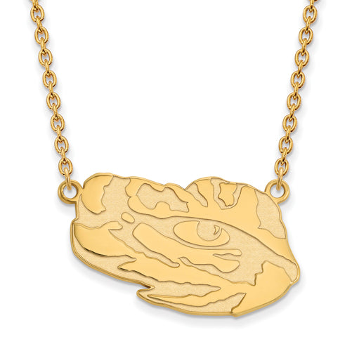 10ky Louisiana State University Large Tiger Head Pendant w/Necklace