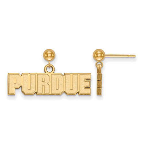 SS w/GP Purdue Block Type Earrings Dangle Ball