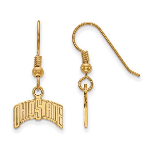 SS w/GP Ohio State U Small Dangle "OHIO STATE" Earrings