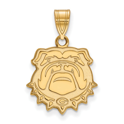 SS w/GP University of Georgia Medium Bulldog Face Pendant