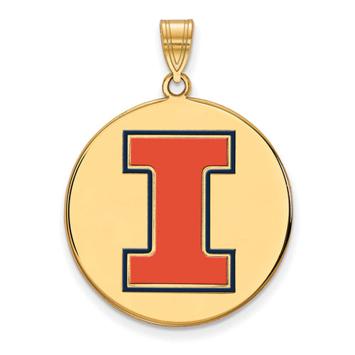 SS w/GP University of Illinois XL Enamel Pendant