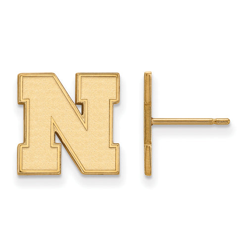 SS w/GP University of Nebraska Small Post Letter N  Earrings