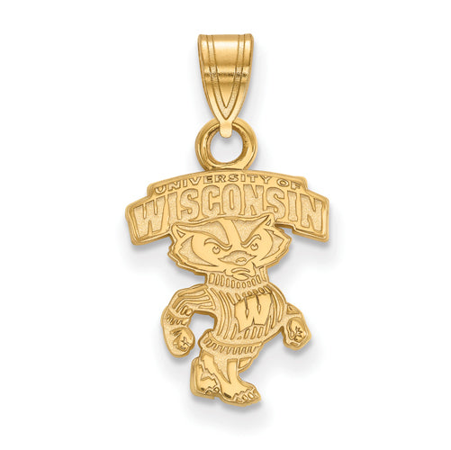 14ky University of Wisconsin Small "WISCONSIN" Bucky Pendant