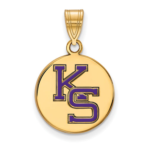 SS w/GP Kansas State University Med Enamel Disc Pendant