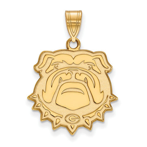 SS w/GP University of Georgia Large Bulldog Face Pendant