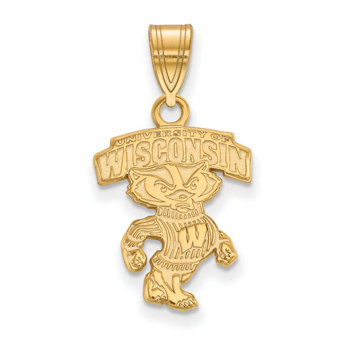 14ky University of Wisconsin Medium "WISCONSIN" Bucky Pendant