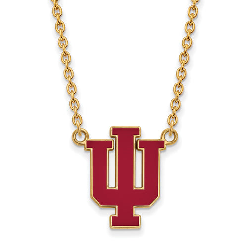 SS w/GP Indiana University Lg Enl Pendant w/Necklace