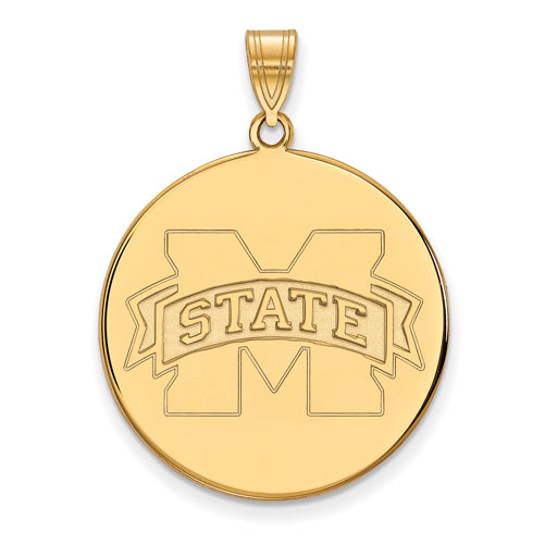 14ky Mississippi State University M w/ STATE Disc Pendant