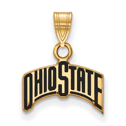 SS w/GP Ohio State U Small Enamel "OHIO STATE" Pendant