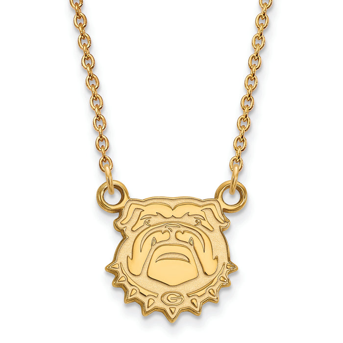 10ky University of Georgia Small Bulldog Face Pendant w/Necklace