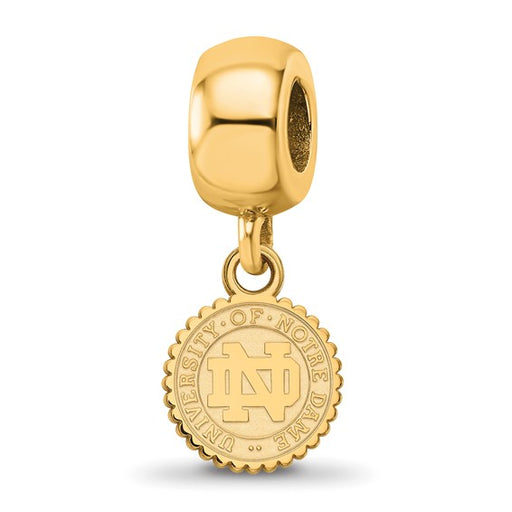Sterling Silver Gold-plated LogoArt University of Notre Dame Crest Extra Small Dangle Bead Charm