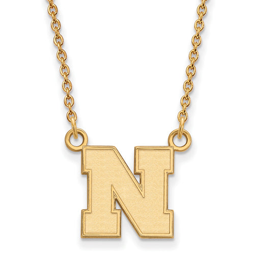 SS w/GP University of Nebraska Small Letter N  Necklace