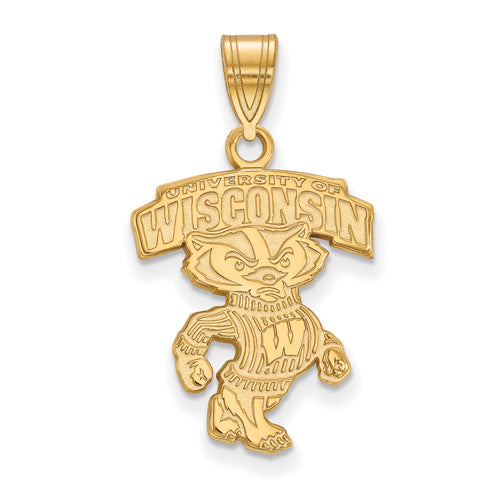 14ky University of Wisconsin Large "WISCONSIN" Bucky Pendant