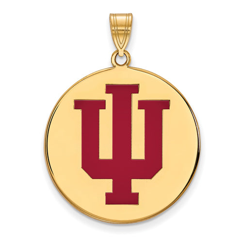 SS w/GP Indiana University XL Enamel Disc Pendant