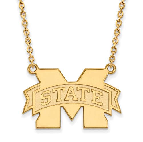 SS w/GP Mississippi State University Large Enamel Pendant w/Necklace