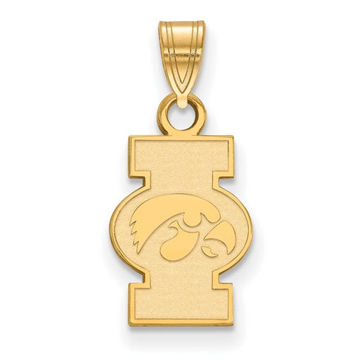 Sterling Silver Gold-plated LogoArt University of Iowa Small Pendant
