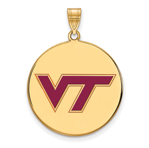 SS w/GP Virginia Tech XL Enamel Disc VT Logo Pendant