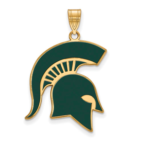 SS w/GP Michigan State University XL Enamel Spartan Pendant