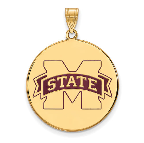 SS w/GP Mississippi State University XL Disc Enamel Pendant