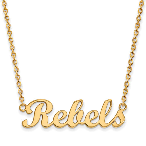 14ky U of Miss Small Rebels Pendant w/Necklace