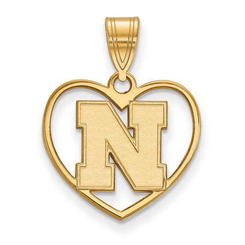 SS w/GP University of Nebraska Pendant in Heart