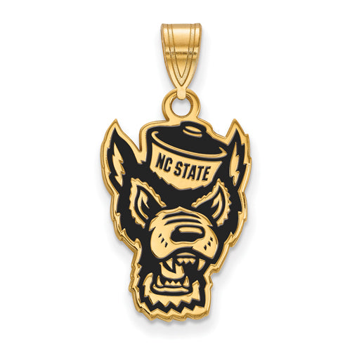 SS w/GP North Carolina State U Large Enamel Wolf Pendant