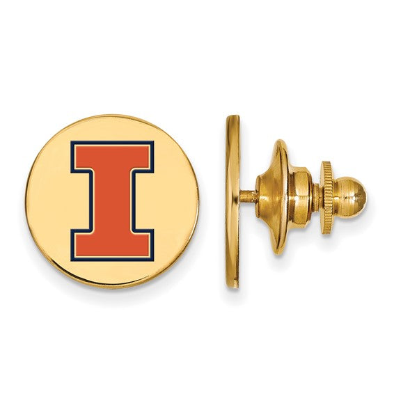 SS w/GP University of Illinois Letter I Enameled Lapel Pin