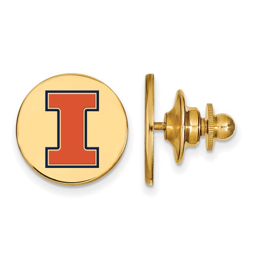 Sterling Silver Gold-plated University of Illinois Letter I Enameled Lapel Pin