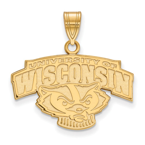14ky University of Wisconsin Medium Alt "WISCONSIN" Badger Pendant