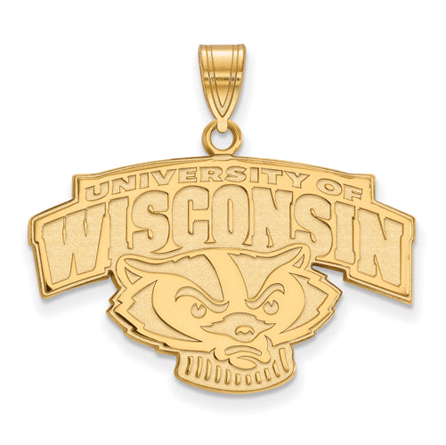 SS w/GP University of Wisconsin Large "WISCONSIN" Badger Pendant
