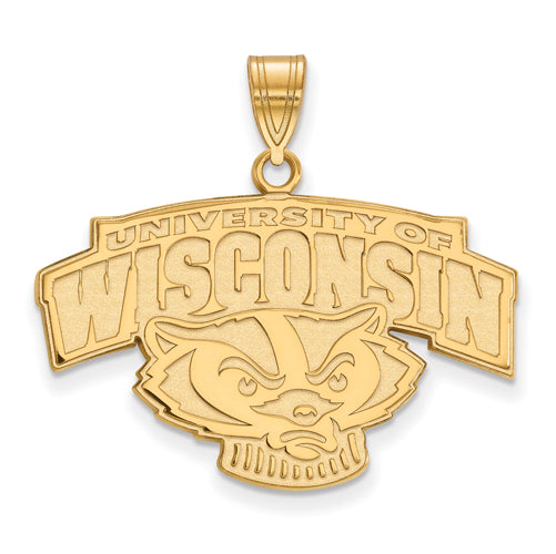 10ky University of Wisconsin Large Alt "WISCONSIN" Badger Pendant