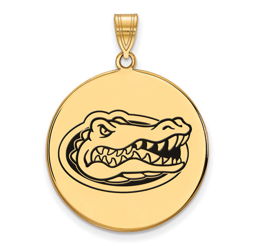 SS w/GP University of Florida XL Gator Enameled Disc Pendant