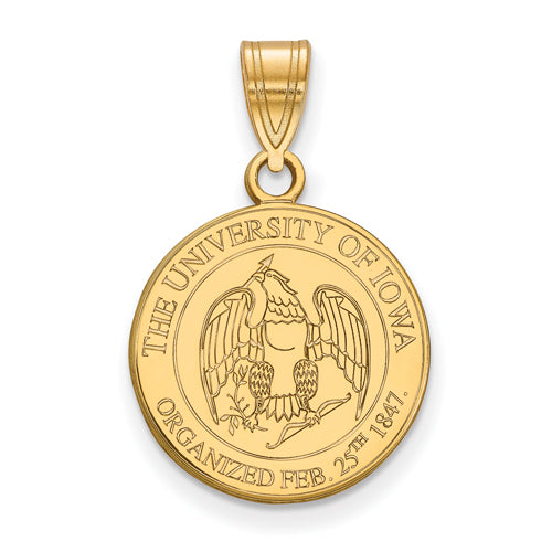 14ky University of Iowa Medium Crest Pendant