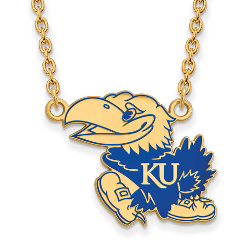 SS w/GP University of Kansas Lg Enl Pendant w/Necklace