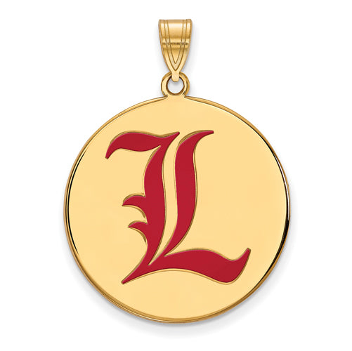 SS w/GP University of Louisville Lg Enamel Disc Pendant