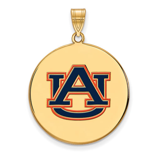 SS w/GP Auburn University XL Enamel Disc Pendant