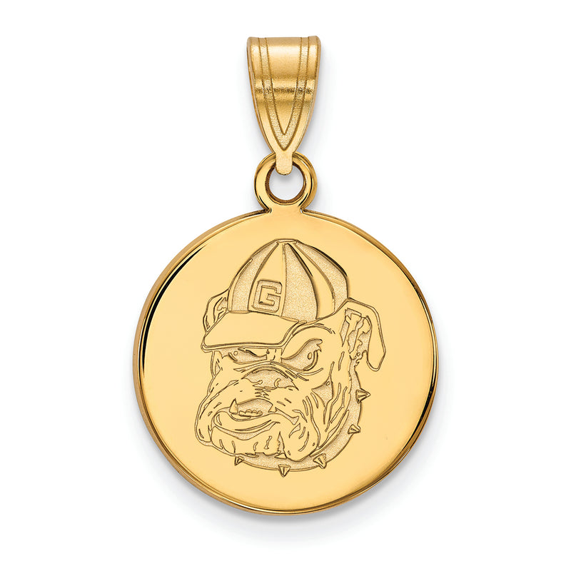 14ky University of Georgia Medium Bulldog Disc Pendant