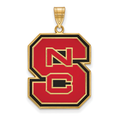 SS w/GP North Carolina State U XL Enamel Pendant