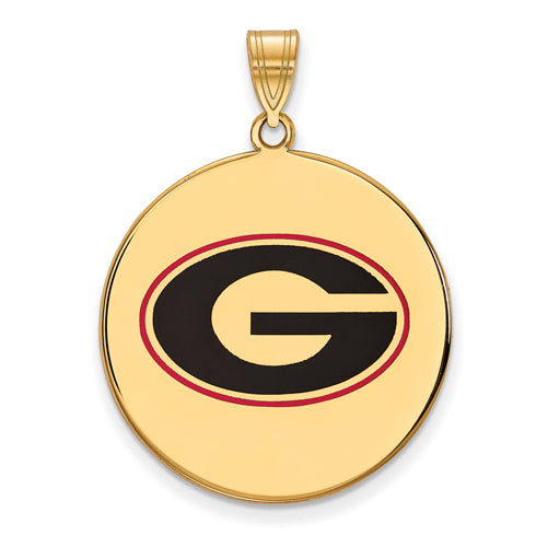 SS w/GP University of Georgia XL Enameled Pendant