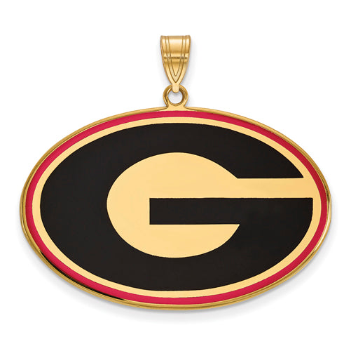 SS w/GP University of Georgia XL Enamel Pendant